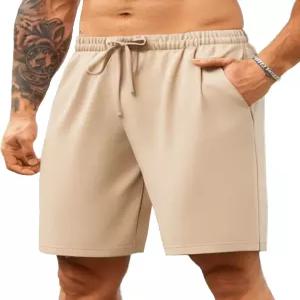 쿠판디 남성 캐주얼 반바지 9인치 인심 스트레치 비치 탄력 허리 드로스트링 여름