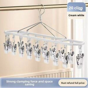 20 클립 용량 빨래 옷걸이 무표시 정리함 스테인리스 건조대 방풍 디자인 스틸