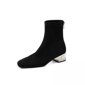 여사친 트렌디 아이템 신발 워커힐 크리스털 굽 앵클 부츠 슬림 워커 빅사이즈 HT3