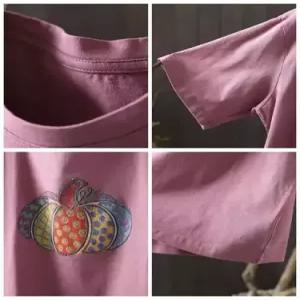 여자 여름 데일룩 티 프린트 컬러호박 반팔 셔츠 라운드맨투맨 DAOL2