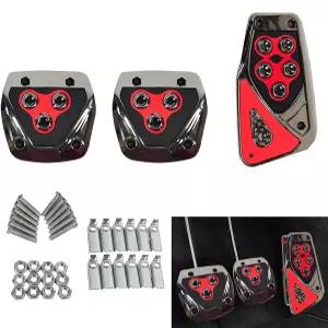 FSLPQP 3 PCS 미끄럼 방지 자동차 페달 패드 수동 변속기 브레이크 커버 드릴링 가속 없음 대부분의 차량을