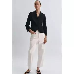 자라 ZARA JEANS ZW COLLECTION TAPERED 미드라이즈 - 화이트1251897