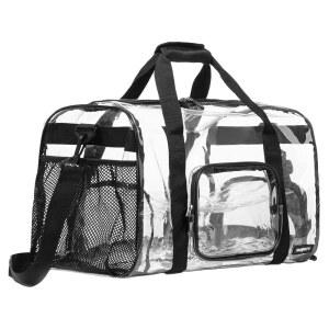 신발장이 있는 대형 헤비 듀티 클리어 더플 백, 조절 가능한 스트랩이 스타디움 승인 짐백, 축구 농구 야구 골프 이벤트용 토트 핸드백 내구성 크로스바디 블랙