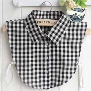 세련된 체크 넥케이프 쿨링 페이크 셔츠 클래식체크셔츠 체크레이어드카라 페이크카라