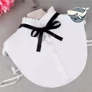 러플넥 블랙리본 포인트 레이어드 카라 스타일링 블라우레이어드카라 레이스페이크카라