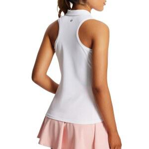 발레프 여성 골프 셔츠 탱크, 지퍼 칼라 운동 탱크 퀵 드라이로 민소매 테니스 레이서백 탑스