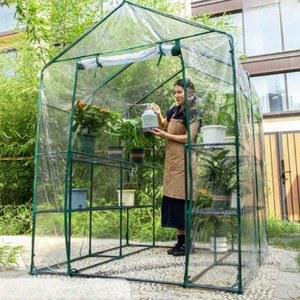원예 소형 비닐하우스 온실 모종 화분 허브농장 가정용온실 거치대 구근 단열필름 143x73x195cm 투명 인테리어식물 키우기