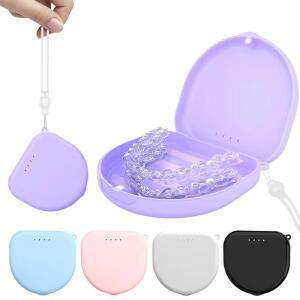 교정기 케이스 탈착 도구 및 브러시 포함 휴대용 여행용 일상 치아 슬림형 틀니 리테이너 용품