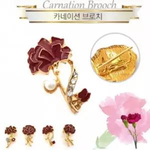 재고정리 어버이날 선물 핑크골드 카네이션 브로치 꽃 브로찌