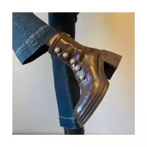 여친 플랫워커 양가죽 스틸레토 와펜 슬림핏 워커 통굽 앵클부츠 뒷지퍼 소프트 무음부츠 패피5