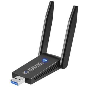 AC1300 듀얼 밴드 WIFI 무선 네트워크 카드 + BT 5.0 어댑터 USB 3.0 1300M 802.11AC 블루투스 5.0(노트북 PC용 안테나 포함) 2.4GHZ 5.8GHZ 미니 동글