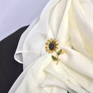 노란 해바라기 큐빅 스카프 브로치 어머니 엄마 패션소품