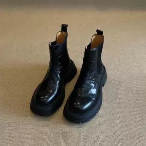 여자신발 워커힐 소가죽 워커 진가죽 라운드 앵클부츠 통굽 날씬 부츠 원템5