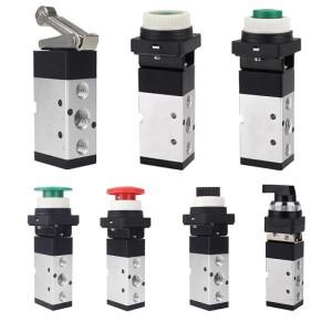 공압 기계식 밸브 MV322 MV522R/PB/EB/TB 2 위치 5 방향 수동 제어 푸시 버튼 순간