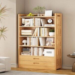 서재책장 6단 튼튼한 우드 책꽂이 인테리어 서랍 수납 거실 DIY 가로70cm 선반 전면 소나무