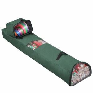 프리모드 롱 포장지 보관 가방 걸이 | 탈부착 가능한 액세서리 토트 내구성 600D 옥스포드 (2PC 선물 포장 케이스 세트) 48인치 x 10인치 5인치 (그린)