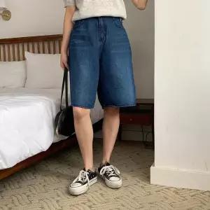 [옷자락]여자 디링 워싱 5부 버뮤다 데님 팬츠