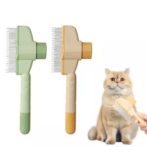 고양이를 위한 2 빗 벼룩 개를 자가 청소용 브러시 길고 짧은 스테인리스 스틸 금속 이빨 그리고 편안함과