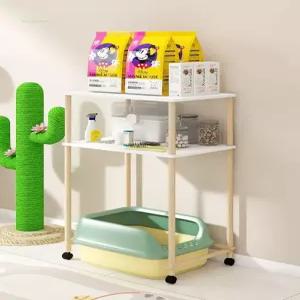 냥이 화장실선반 고양이 쓰레기 배변용 목제 선반 캣타워 계단식 수납 대형 배변통