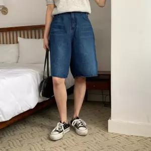 [옷자락] 여자 디링 워싱 5부 버뮤다 데님 팬츠