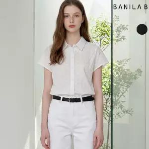 여성 잔꽃 펀칭 반팔 블라우스