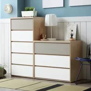 [보루네오하우스]아르메 그레이 서랍장 세트(와이드3단+600 5단)