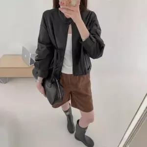 마요 빈티지 캐주얼 여성가죽자켓 자켓 칼라 코트 PU가죽 UNO1