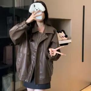 마요 빈티지 여성가죽자켓 자켓 코트 상의 가죽 긴팔 UNO1