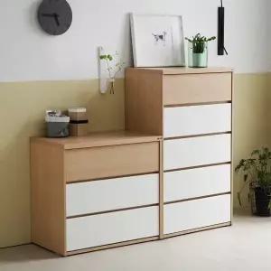 [보루네오하우스]아르메 라떼 서랍장 세트(와이드3단+600 5단)