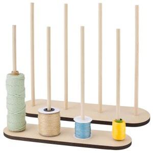 PH 팬더홀 나무 리본 랙 보관 정리함 스풀 홀더 와이어 스탠드 재봉 공예 메쉬 화환 코바늘 뜨개질 실 툴 롤 플로리스트 아트 랩 선물, 14.2x3.8x11.8인치