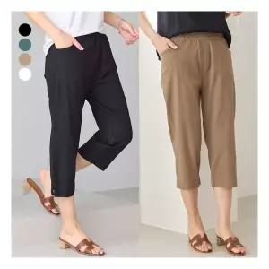 여성 7부바지 인견 팬츠 면스판 편안한 여름 빅사이즈 밴딩 바지