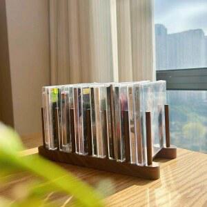 원목 CD 진열장 수납장 씨디장 시디 세로형 월넛 플스 3단 스탠드 앨범랙 장식장 블랙