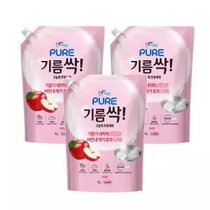 피죤 퓨어 기름싹 주방세제 1L 3개 사과향