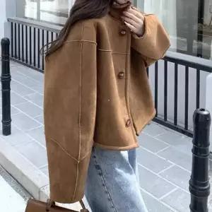 여친 양면에 퍼 모피 스웨이드 입기 일체형 쇼트 데일룩 코트 DAOL1