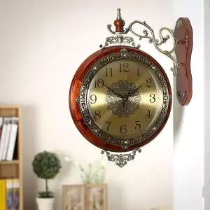 [RIZPICK]로코코 원목 양면 벽시계 무소음 인테리어시계