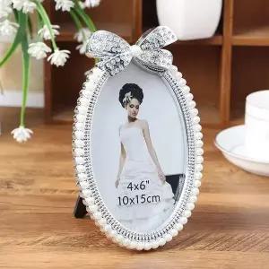 [RIZPICK]진주 리본 사진액자 4x6 인테리어 탁상액자