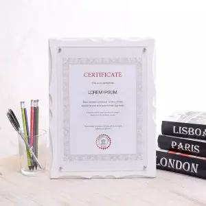 [RIZPICK]크라운 허가증 상장 액자 A4 벽걸이 탁상액자 화이트