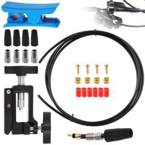 바늘 드라이버 삽입 도구와 시마노 BH59 시스템용 호스 커터가 포함된 WOKAPE 25PCS 2500MM 자전거 유압 브레이크 키트 4개의 프레스 나사 / 슬리브 6개의 캡 올리브 헤드 인서트 포함