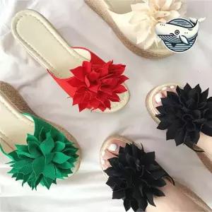 여성용 플라워 코사지 슬리퍼힐 통굽 샌들 뮬슈즈 정장슬리퍼 데일리슬리퍼 슬리퍼구두