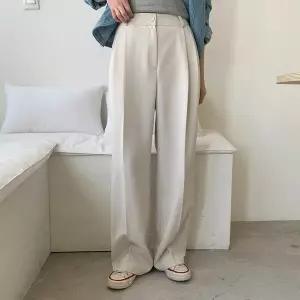 [하프클럽/다잇템]여자 넓은 팬텀 핀턱 롱 정장바지 팬츠