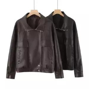 여자 빈티지 쇼트 점퍼 코트 자켓 야구 집업 터틀넥 가죽 DUCHI1