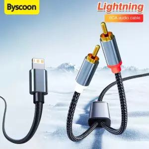 AUX선 옥스선 케이블 스테레오 오디오 연결선 라이트닝-RCA Aux 어댑터 iPhone 14 13 12 11 전력 증폭기 iP