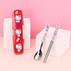 헬로키티 올인원 진공 스텐 수저 젓가락 케이스 세트