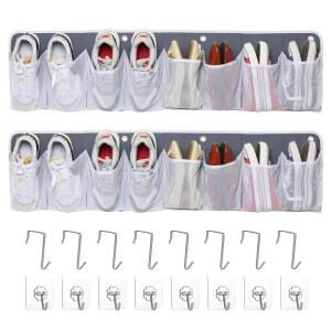 침대 옆을 위한 RV 신발 보관 - 16개의 초대형 포켓 벽 장착 현관 랙, 걸이 정리함, 및 도구 액세서리를 옆 캐디, 캠핑 필수품 2팩