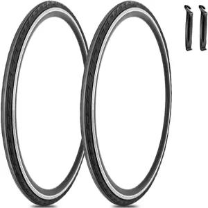 도로 자전거용 700x25C 타이어 700C 60 TPI 접이식 재배치 2팩