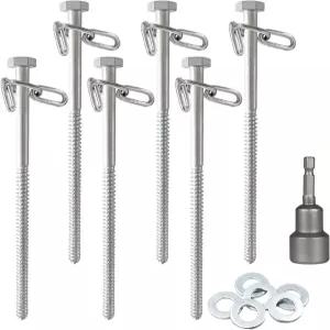6pcs 3/8 x 12인치 헤비 듀티 캠핑장 앵커 동물 보호용 비러스트 텐트 스테이킹 스크류 트램펄린 카포트