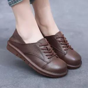 가을 캐주얼 빈티지 여자 사계절 라운드토우 플랫 스트랩 로퍼 단화 구두 슈즈 통굽 admr3