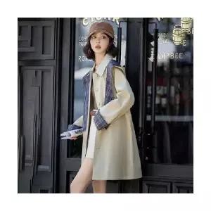 여자하프코트 봄코트 조추 캐주얼 체크 하프 트렌치 봄 코트 ible1