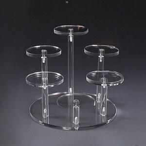 피규어 받침대 원형 거치대 투명 6cm 피규어장식장 진열대 스탠드 3구