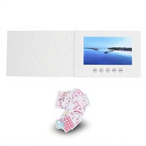 LCD 화면과 내장 스피커가 있는 라이산임 비디오 인사말 카드 - 720P HD 비디오 재생 500mAh 배터리 결혼식 생일 기념일 특별 이벤트에 맞게 맞춤 설정 가능(7인치)